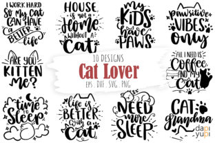 Cat Lover Bundle, Funny Cat Quotes Gráfico Manualidades Por dapiyupi 1