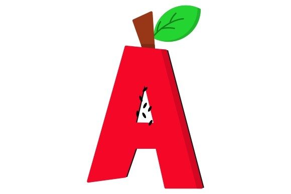 Letter a with Red Apple Graphic Crafts By Pian45