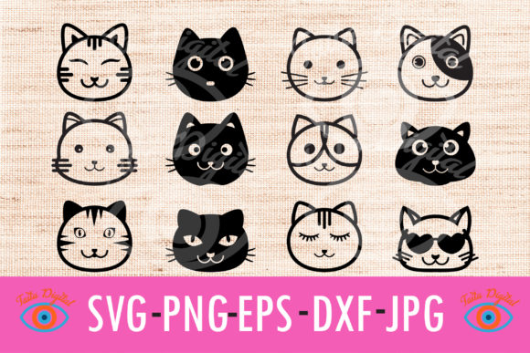 Cute Cat Face or Kitten Head Graphics Graphic Illustrations By Taita Digital