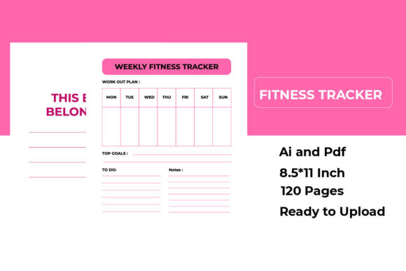 Pink Weekly Fitness Logbook Graphic KDP Interiors By JantoManto