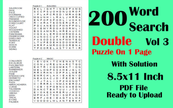 200 Word Search Puzzles 8.5x11 KDP V 3 Grafika Wnętrza KDP Przez Seven Elephant