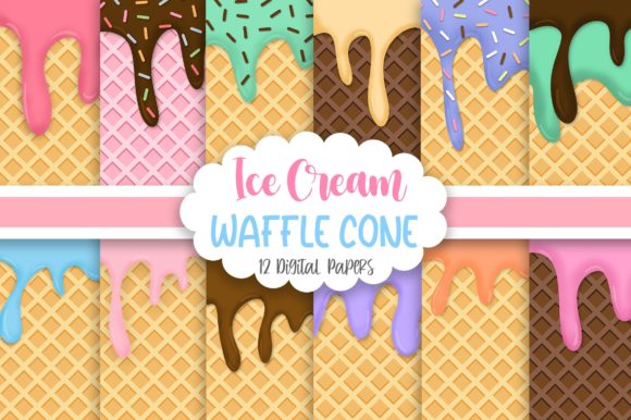 Ice Cream Waffle Cone Background Grafik Hintegründe Von PinkPearly