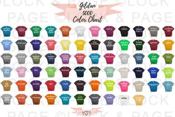 Gildan 5000 Color Chart Mockup Graphic Product Mockups By lockandpage