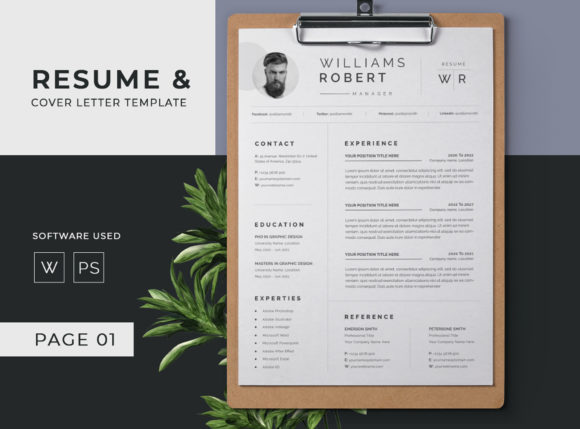 Resume, CV, Curriculum Vitae Template Graphic Print Templates By pixel_theorem