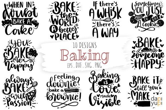 Baking Quotes Bundle, Kitchen Quotes Graphic Crafts By dapiyupi