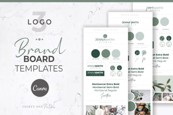 Brand Board Templates for Canva | Green Graphic Graphic Templates By Thirty One Palms Studio