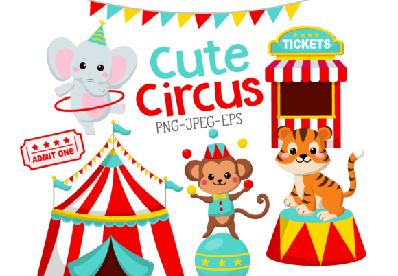 Cute Circus Clipart Set Graphic Illustrations By DIPA Graphics