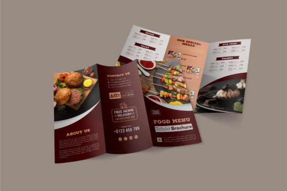 Food Menu Trifold Brochure Gráfico Plantillas de Impresión Por Raw Vector