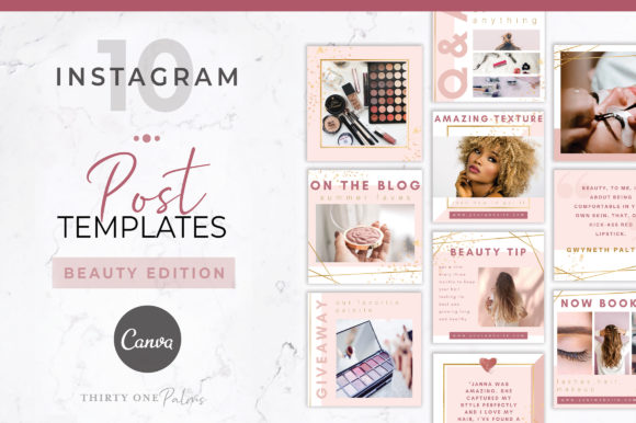 Instagram Posts for Canva | Beauty Graphic Graphic Templates By Thirty One Palms Studio