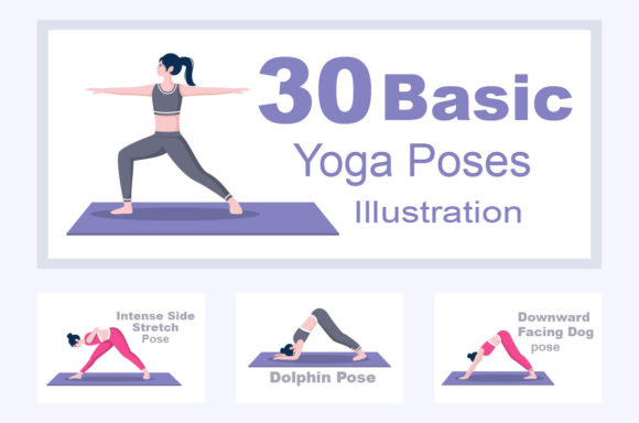 30 Yoga Poses and Fitness Illustration Graphic Illustrations By denayunecf