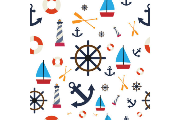 Colorful Nautical Seamless Pattern Graphic Patterns By davidstephanus