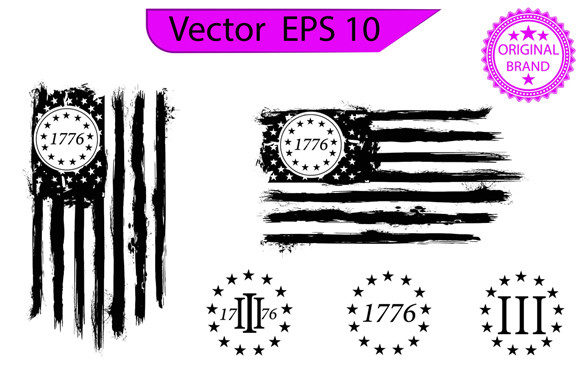 USA Flag - Distressed Betsy Rose 1776 Gráfico Manualidades Por baturavar