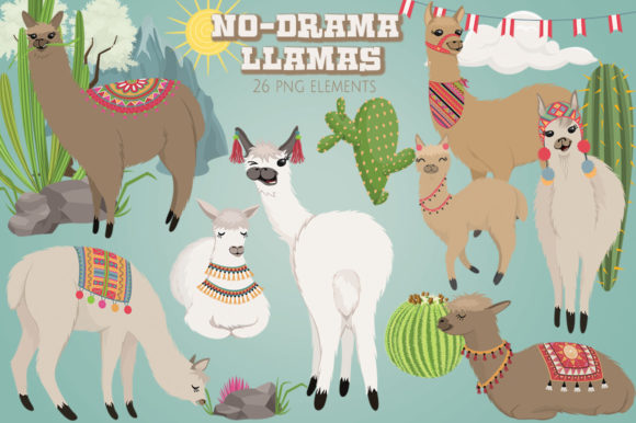 No Drama Llamas Graphics Collection Graphic Illustrations By Dapper Dudell