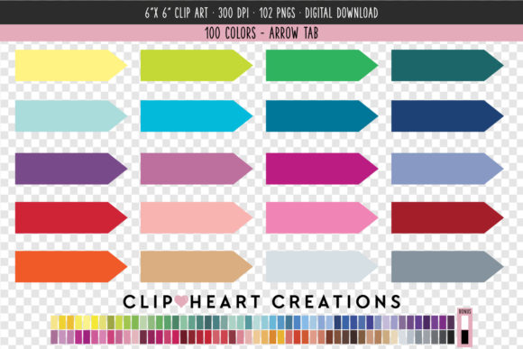 Arrow Tab Clipart - 100 Colors Gráfico Iconos Por clipheartcreations