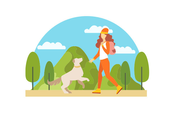 Hiking Girl with Dog Nature & Outdoors Craft Cut File By Creative Fabrica Crafts