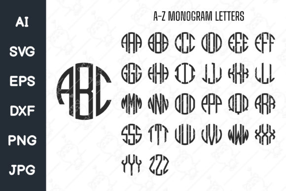 Circle Monogram Letters Alphabet SVG Illustration Illustrations Imprimables Par FoxGrafy