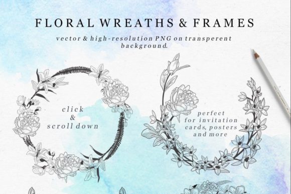 Collection of Design Elements. Wreaths. Graphic Illustrations By Olya.Creative