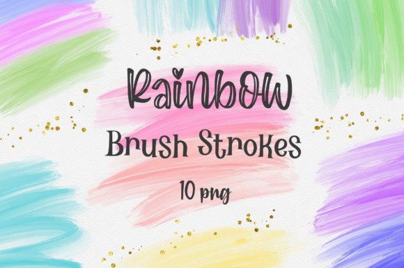 Rainbow Brush Strokes Clipart Graphic Backgrounds By PinkPearly