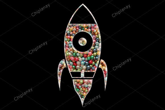 Rocket Shuttle Beads Colorful Embroidery Grafica Illustrazioni Stampabili Di Chiplanay