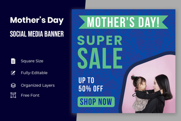 Mothers Day Social Media Banner Design Graphic Web Elements By bishal_chandra