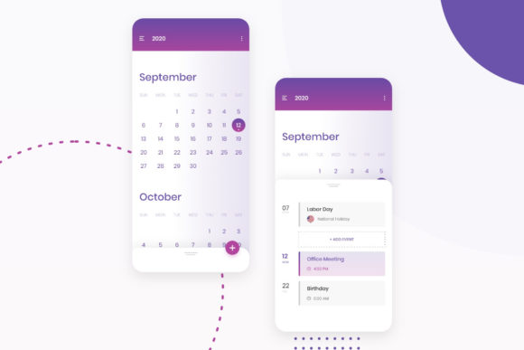 Calendar App Design Graphic UX and UI Kits By AJ_Jilon