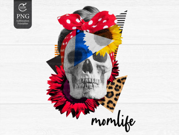 Mom Life Leopard Skull Collage Art Png. Graphic Crafts By Feelplus Creator