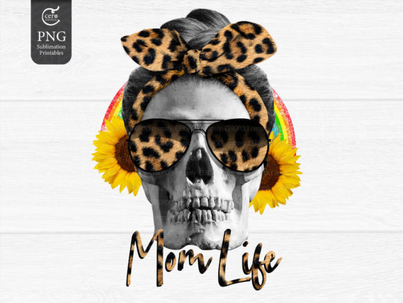 Mom Life Leopard Skull Collage Art Png. Graphic Crafts By Feelplus Creator