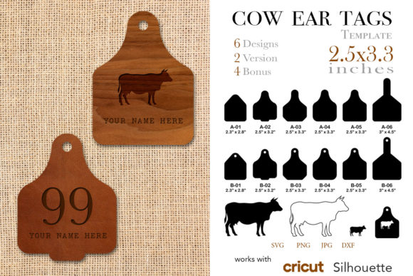 16 Cow Ear Tags Template SVG Png Graphic Print Templates By Paperboxshop