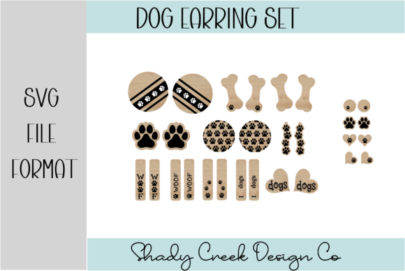 16 Par of Dog Paw Earrings Gráfico SVG 3D Por Shady Creek Design Company
