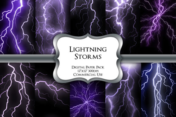 Lightning Storms Digital Paper Pack Graphic Backgrounds By Party Pixelz