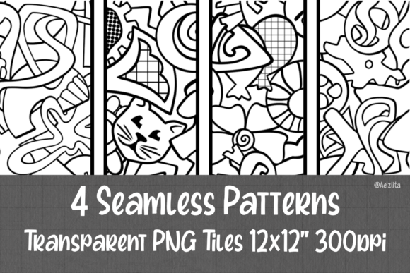 Retro Chaos Seamless Patterns - 4 Tiles Graphic Patterns By Aeizlita