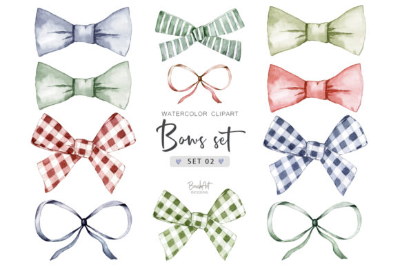 Watercolor Bows Graphic Illustrations By brushartdesigns