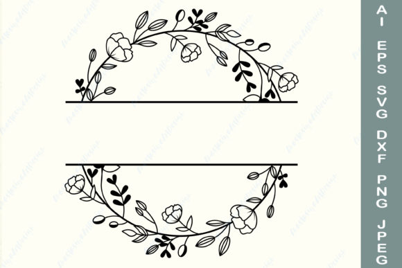 Floral Wreath Svg, Split Monogram Svg Graphic Crafts By AnastasiyaArtDesign