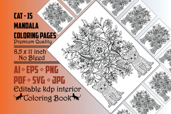Cat Mandala with Mandala Coloring Pages Graphic KDP Interiors By trendyart