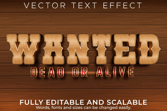 Editable Text Effect, Western Wanted Tex Grafika Layer Styles Przez NA Creative