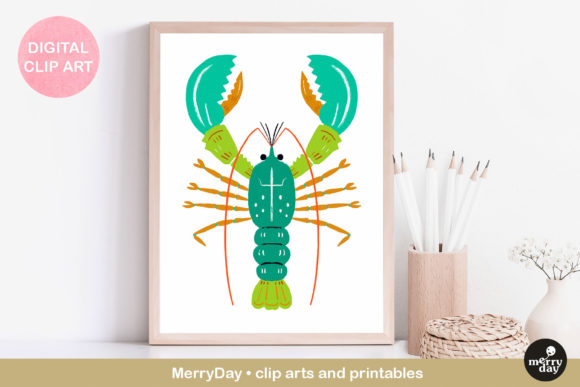 Lobster Cute Illustration Print Gráfico Ilustrações para Impressão Por MerryDay