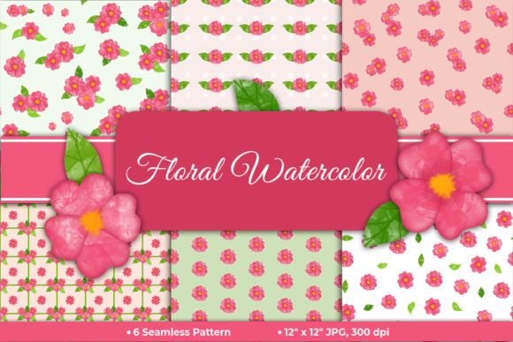 Red Floral Watercolor Graphic Patterns By semu creative