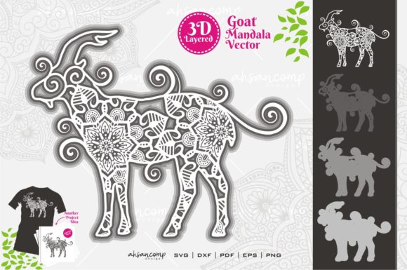 Goat Mandala Vector SVG 3D Layered #8 Graphic 3D SVG By Ahsancomp Studio