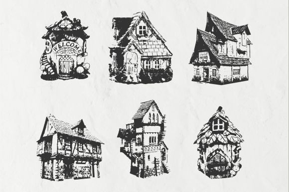 House Vintage Illustration Vector Graphic Illustrations By Raw Materials Design