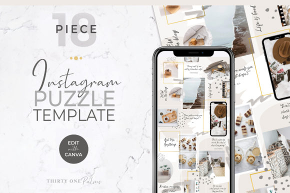 Instagram Puzzle Template for Canva Graphic Graphic Templates By Thirty One Palms Studio