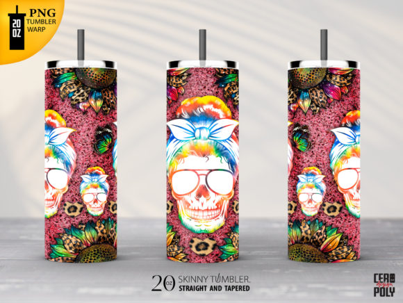 Skull Mom Tumbler 20 Oz Sublimation. Graphic Crafts By Feelplus Creator