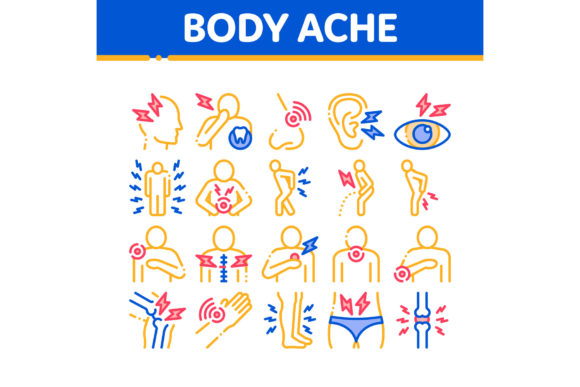 Body Ache Collection Elements Icons Set Vector Graphic Icons By pikepicture