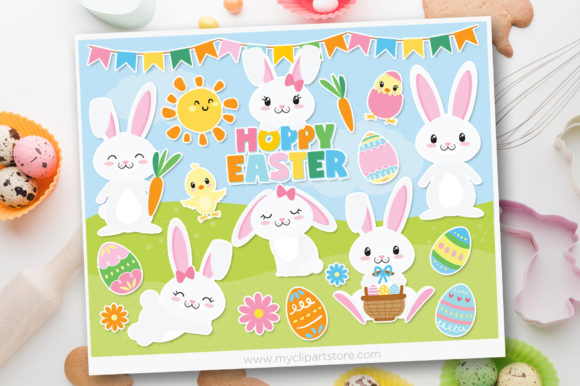Easter Hoppy Clipart Graphic Illustrations By MyClipArtStore