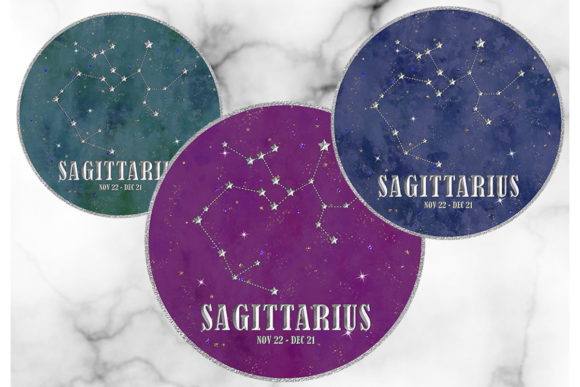 Zodiac Star Signs - Sagittarius Grafika Ilustracje do Druku Przez Jennifer Magri Designs