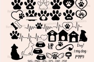 Dog Bone and Paw Print Bundle Svg, Paw Graphic Crafts By RedCreations 1