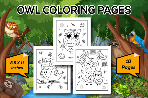 Cute Owl Coloring Pages for KDP Gráfico Páginas y libros de colorear para niños Por KDP Booktopia