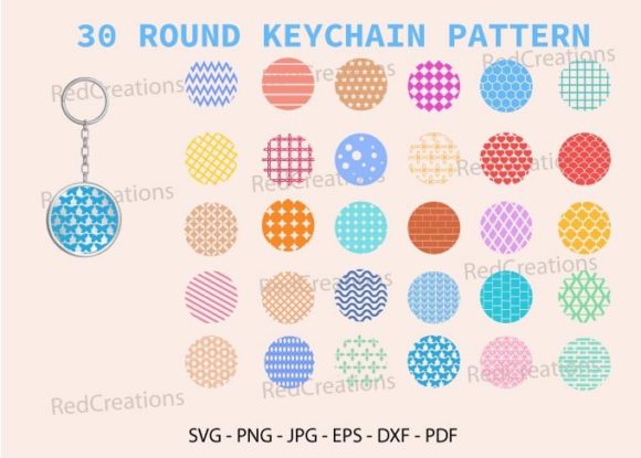 Keychain, Key Ring Patterns, Circl Graphic Crafts By RedCreations