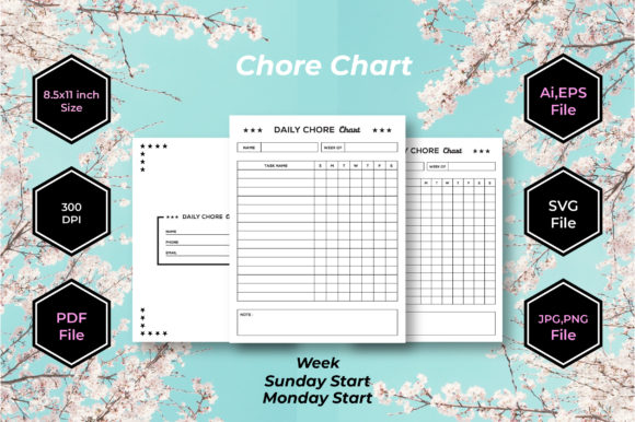 Daily Chore Chart Printable KDP Interior Graphic KDP Interiors By srempire
