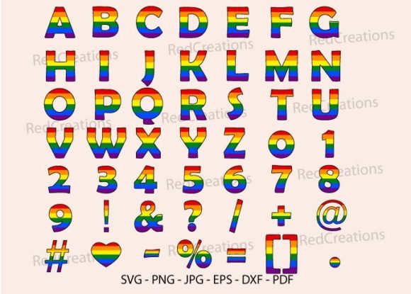 LGBT Alphabet and Numbers Gráfico Manualidades Por RedCreations
