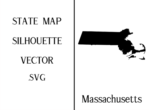 Massachusetts State Map Silhouette Svg Graphic Crafts By Mappingz